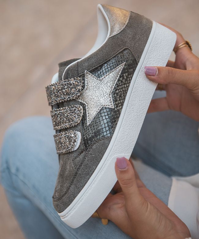 Basket scratch femme vert kaki étoile - Jade - Casualmode.fr