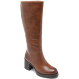 BOTTES HAUTES MARRON À TALON ÉPAIS - Casualmode.fr