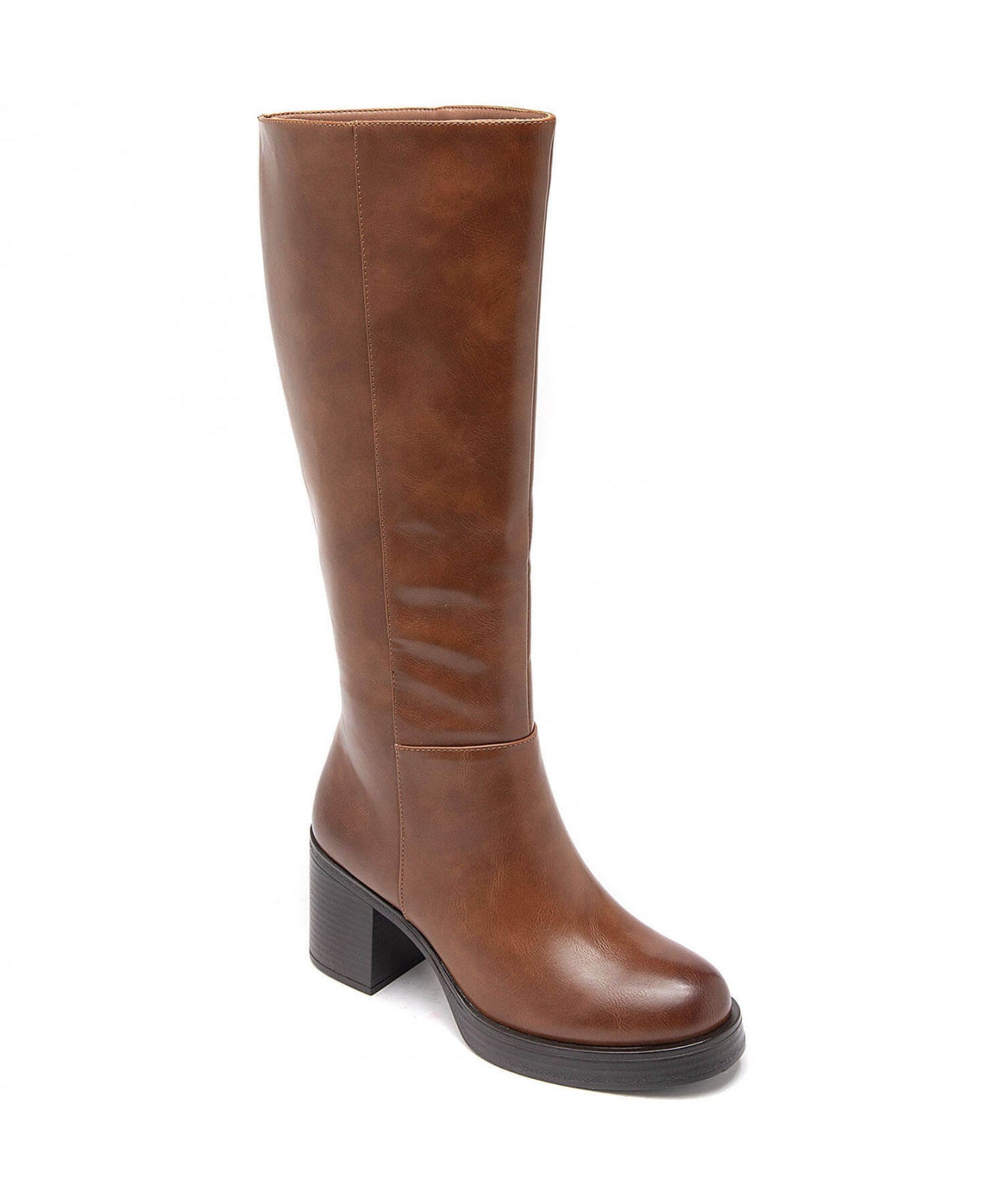 BOTTES HAUTES MARRON À TALON ÉPAIS - Casualmode.fr