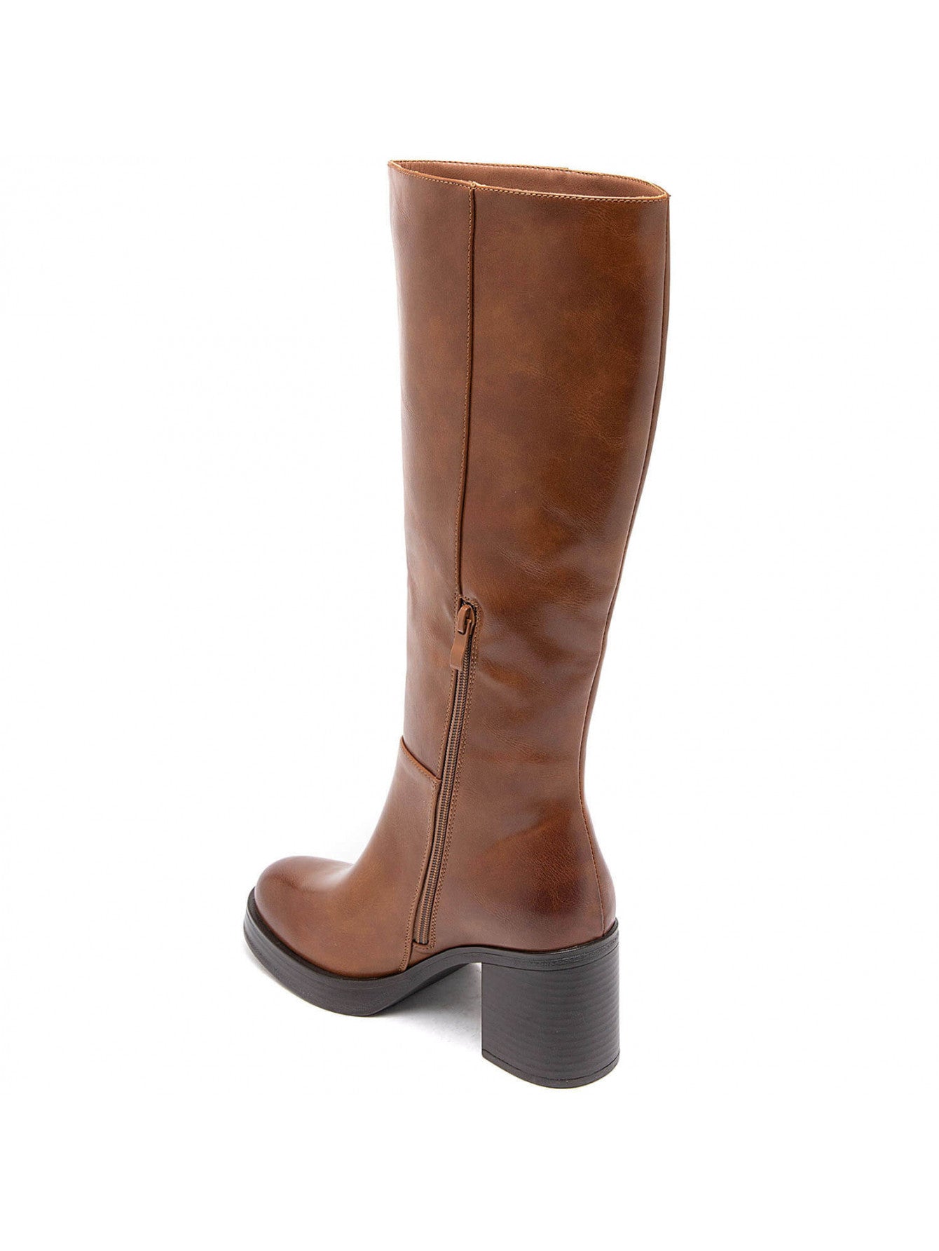 BOTTES HAUTES MARRON À TALON ÉPAIS - Casualmode.fr