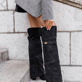 BOTTES NOIRES HAUTES ÉLÉGANCE – TALON CARRÉ - Casualmode.fr