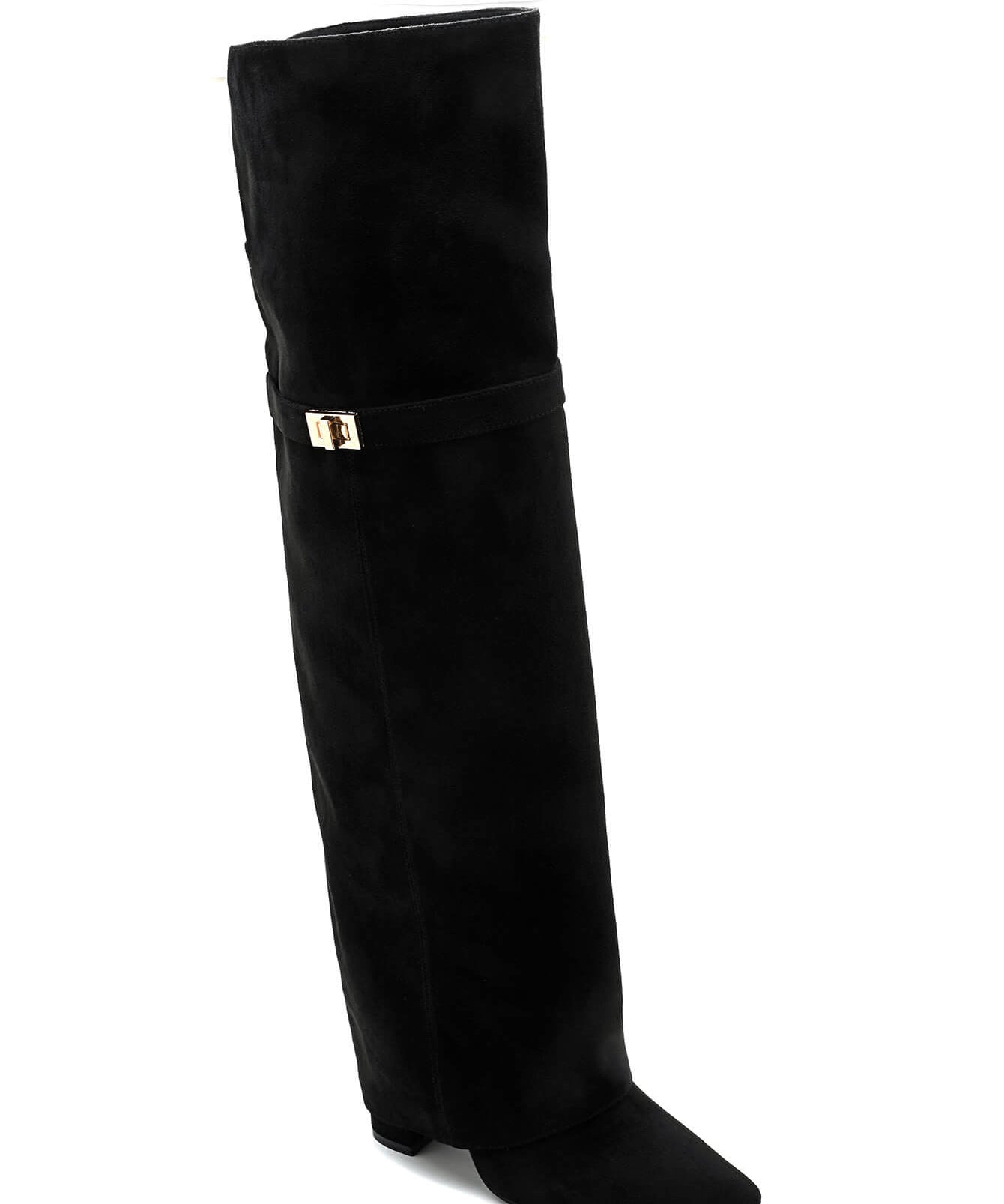 BOTTES NOIRES HAUTES ÉLÉGANCE – TALON CARRÉ - Casualmode.fr