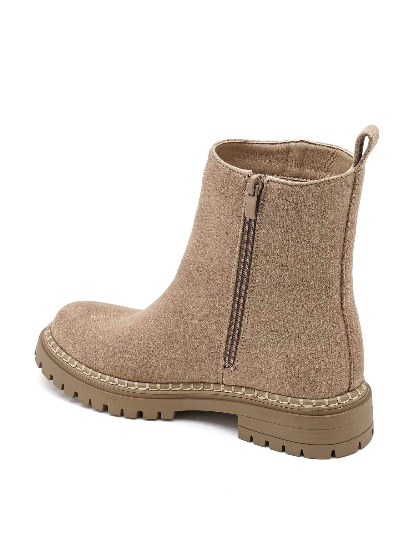 BOTTINES CHELSEA TAUPE EN SUÉDINE AVEC SEMELLE ÉPAISSE - Casualmode.fr