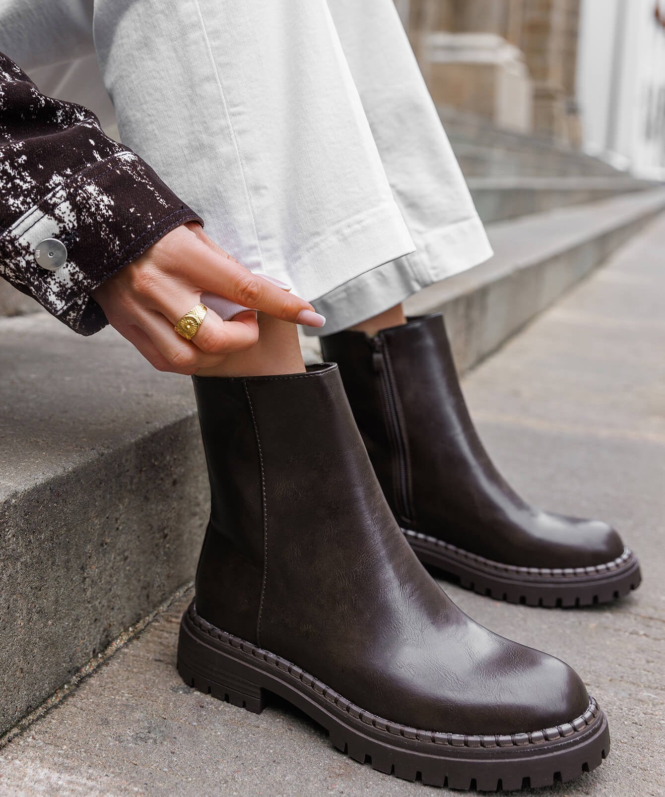 BOTTINES MARRON SEMELLE ÉPAISSE - Casualmode.fr