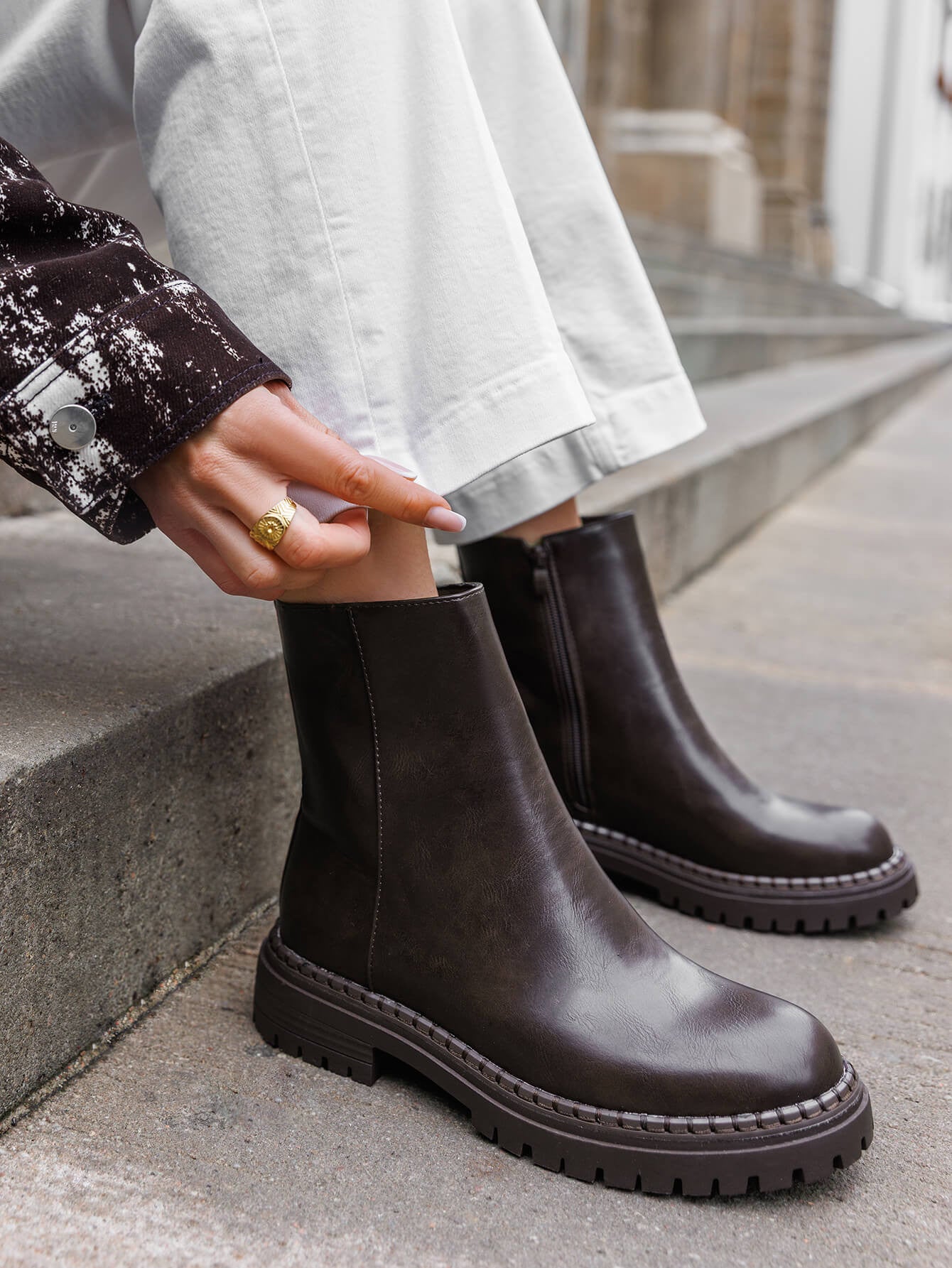 BOTTINES MARRON SEMELLE ÉPAISSE - Casualmode.fr