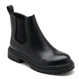 BOTTINES CHELSEA NOIRES EN SIMILI CUIR AVEC SEMELLE CRANTÉE - Casualmode.fr