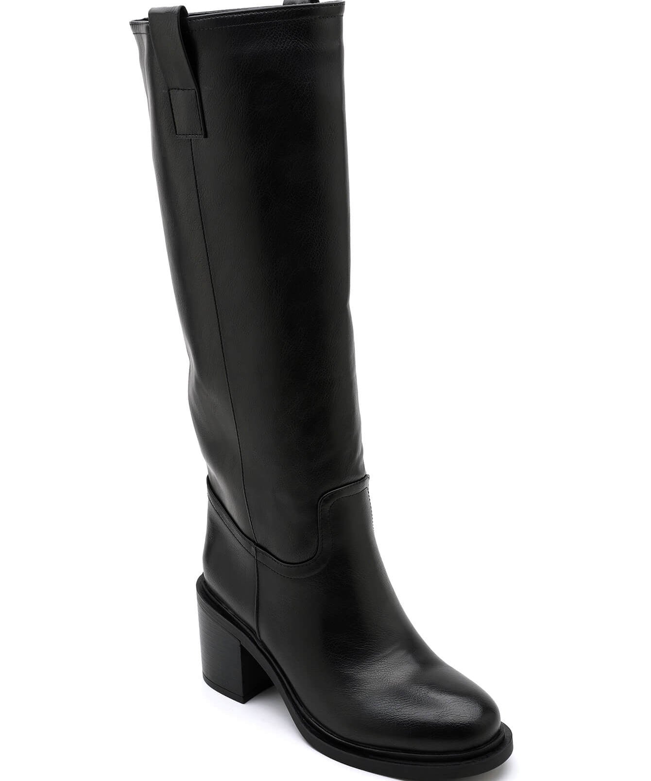BOTTES NOIRES FEMME HAUTES – TALON BLOC 7 CM AVEC FERMETURE ZIP - Casualmode.fr
