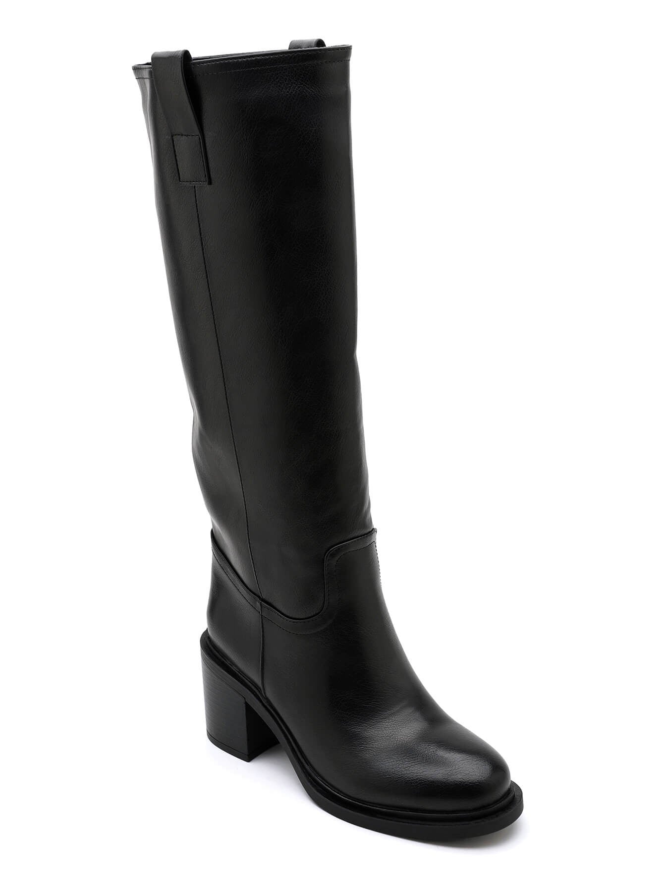 BOTTES NOIRES FEMME HAUTES – TALON BLOC 7 CM AVEC FERMETURE ZIP - Casualmode.fr