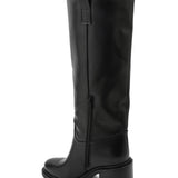 BOTTES NOIRES FEMME HAUTES – TALON BLOC 7 CM AVEC FERMETURE ZIP - Casualmode.fr
