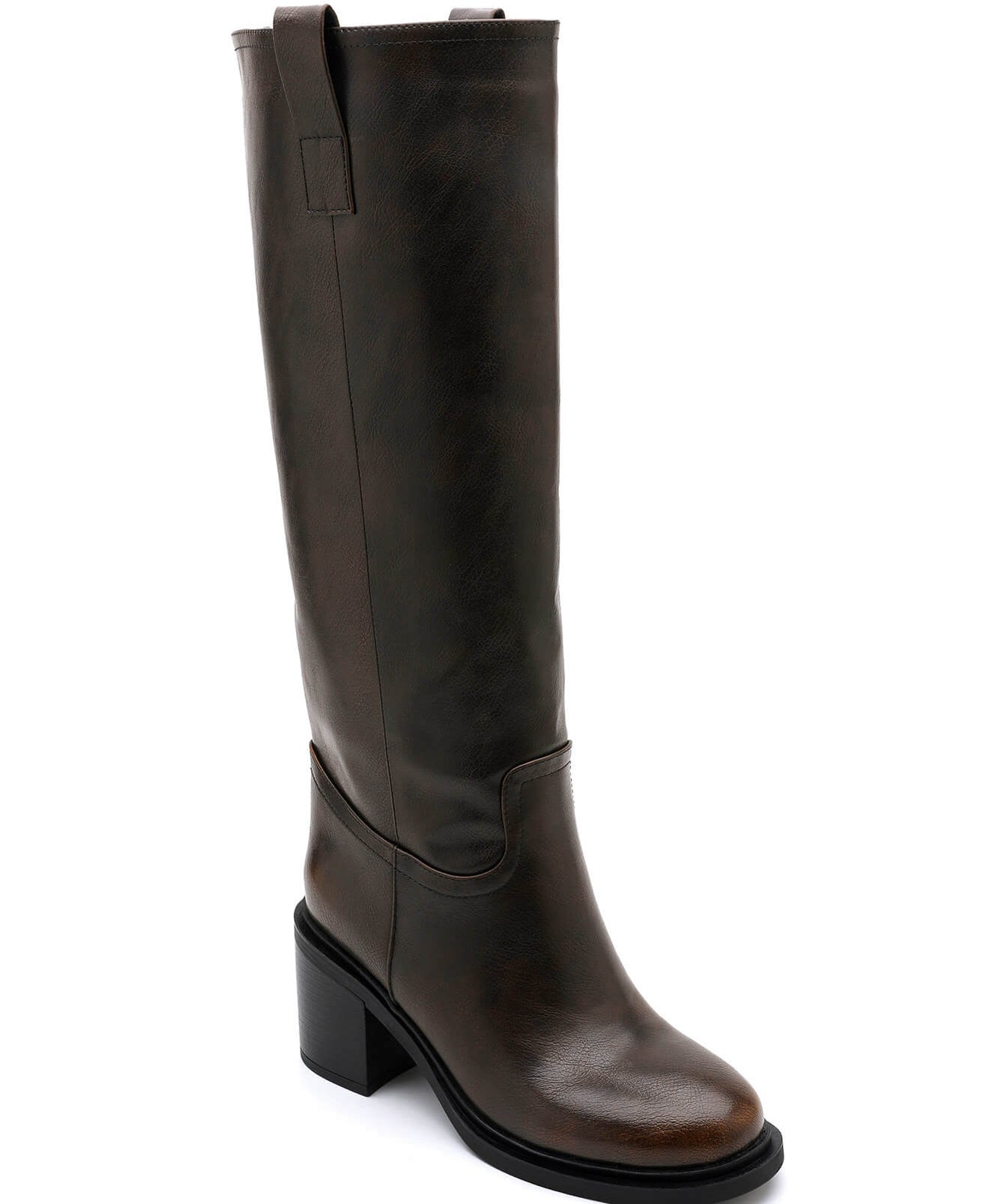 BOTTES FEMME MARRON HAUTES – TALON BLOC 7 CM AVEC FERMETURE ZIP - Casualmode.fr