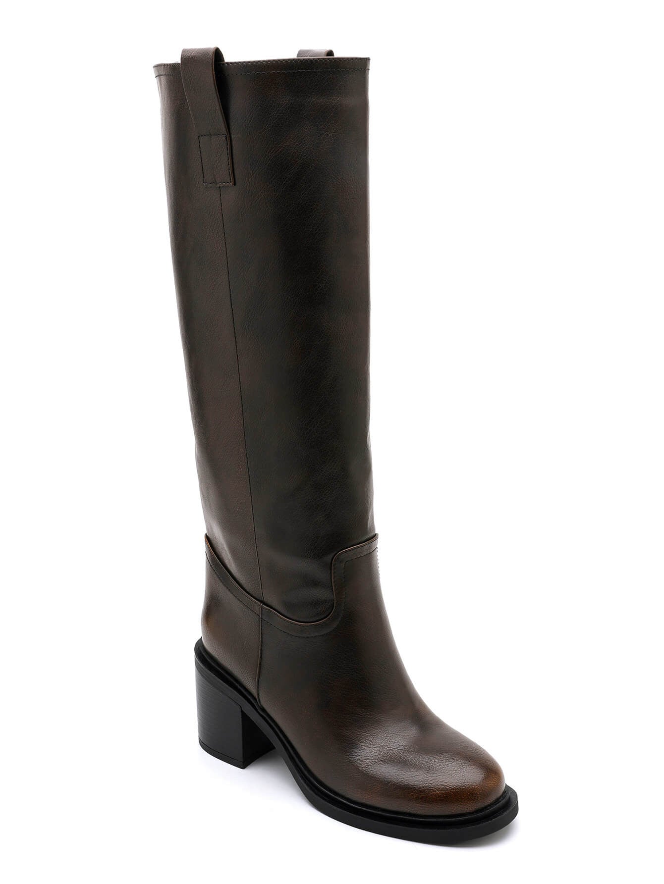 BOTTES FEMME MARRON HAUTES – TALON BLOC 7 CM AVEC FERMETURE ZIP - Casualmode.fr