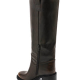 BOTTES FEMME MARRON HAUTES – TALON BLOC 7 CM AVEC FERMETURE ZIP - Casualmode.fr