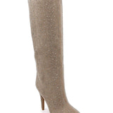 BOTTES BEIGE STRASS – TALON AIGUILLE GLAMOUR - Casualmode.fr