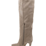 BOTTES BEIGE EN SUÉDINE – TALON AIGUILLE CHIC - Casualmode.fr