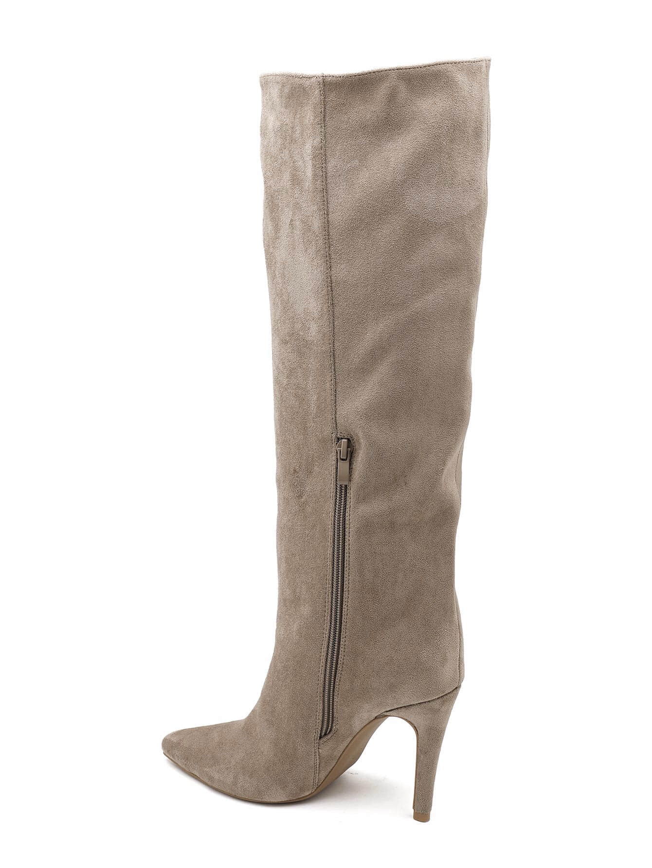 BOTTES BEIGE EN SUÉDINE – TALON AIGUILLE CHIC - Casualmode.fr