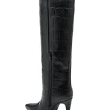 BOTTES NOIRES EFFET CROCO – TALON AIGUILLE CHIC - Casualmode.fr