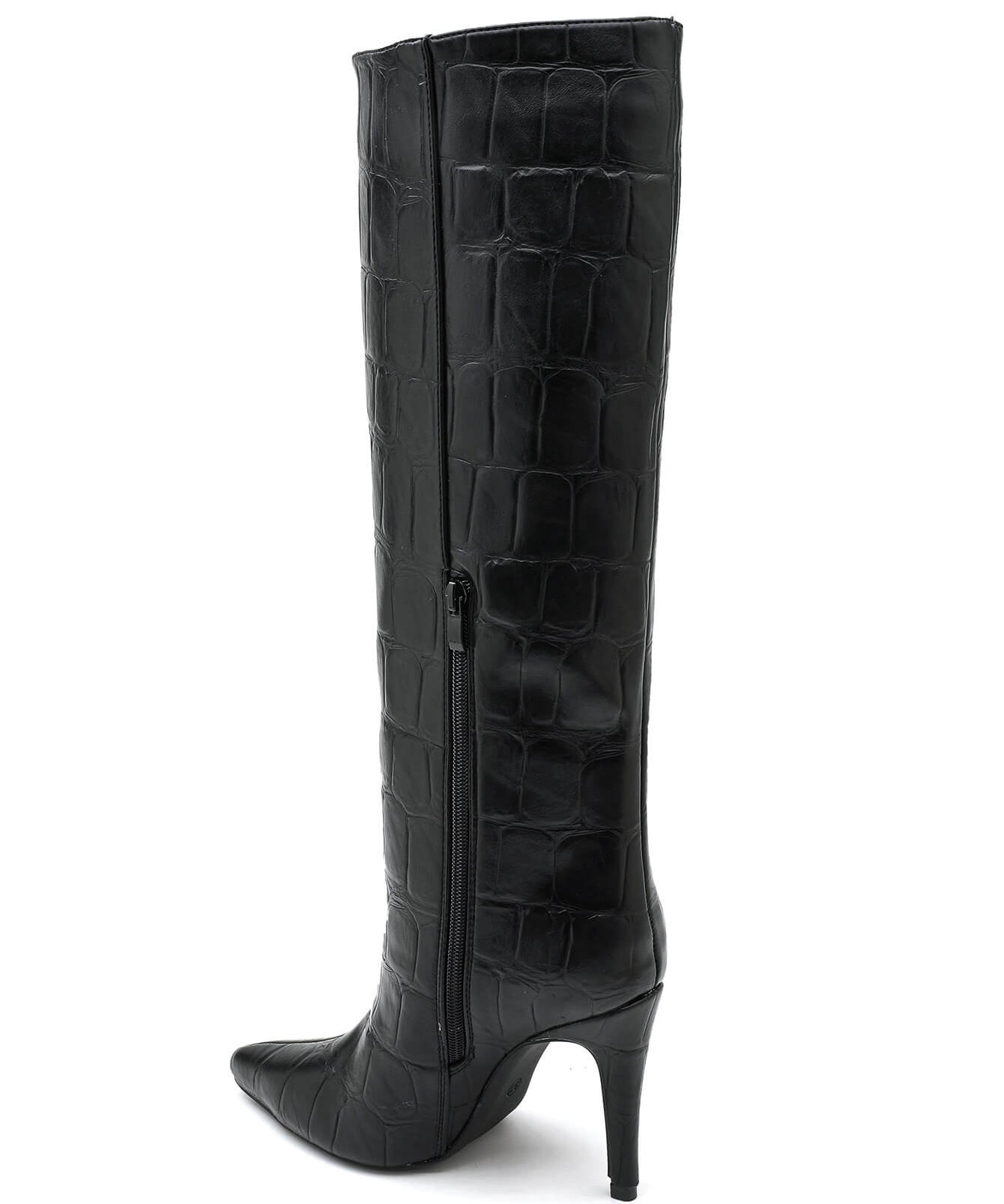BOTTES NOIRES EFFET CROCO – TALON AIGUILLE CHIC - Casualmode.fr