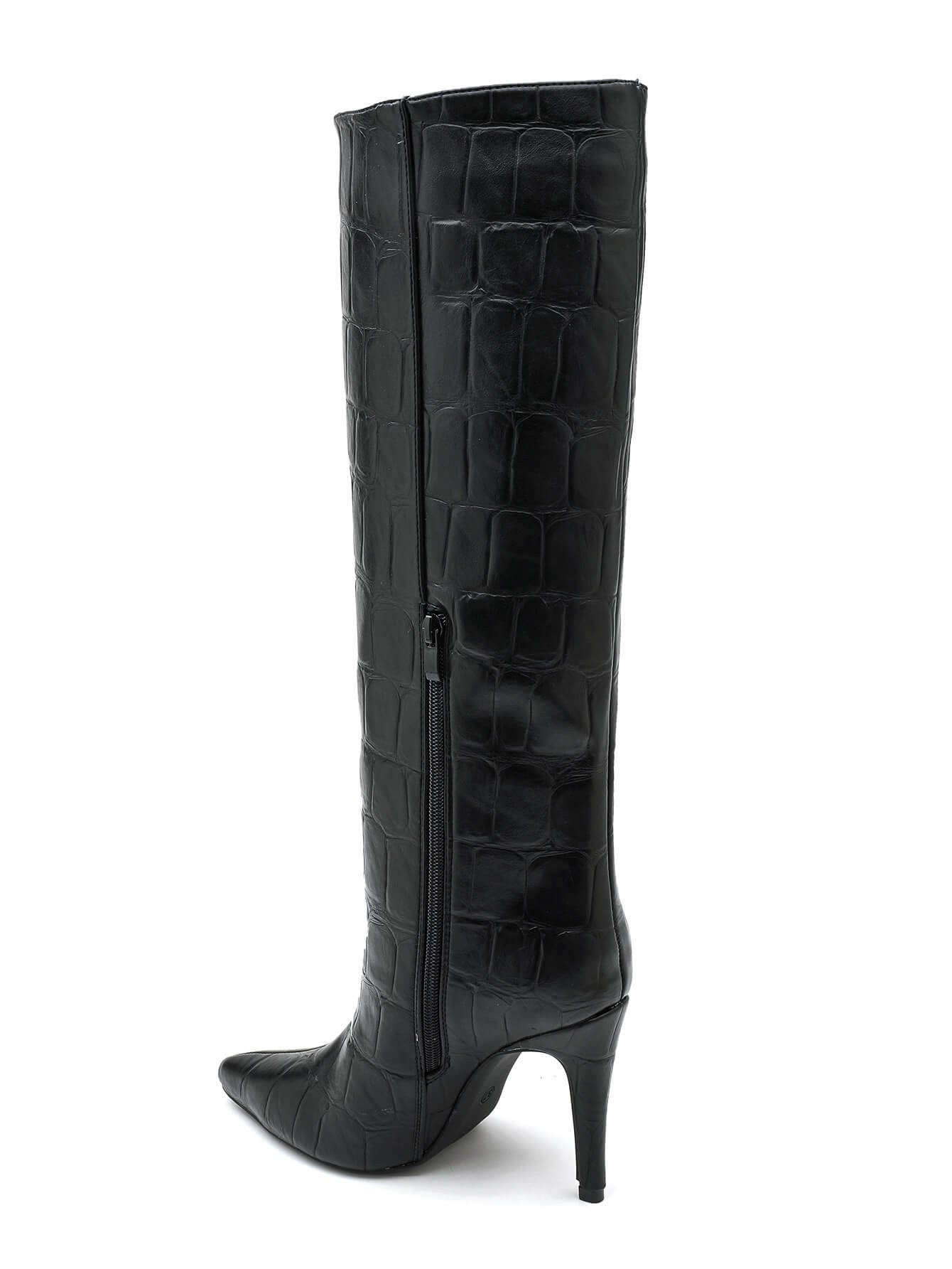 BOTTES NOIRES EFFET CROCO – TALON AIGUILLE CHIC - Casualmode.fr
