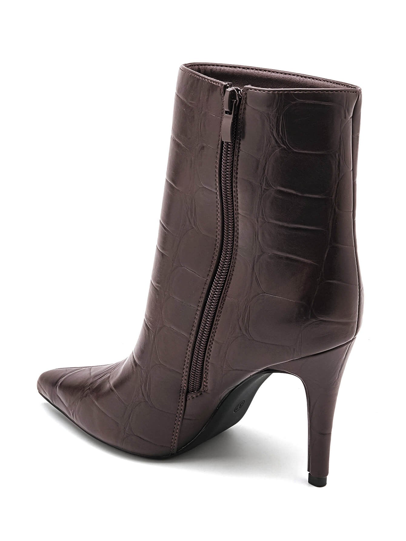 BOTTINES MARRONS EFFET CROCO – TALON AIGUILLE ÉLÉGANT - Casualmode.fr