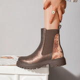 BOTTINES CHELSEA MARRON – DÉTAIL LÉOPARD - Casualmode.fr