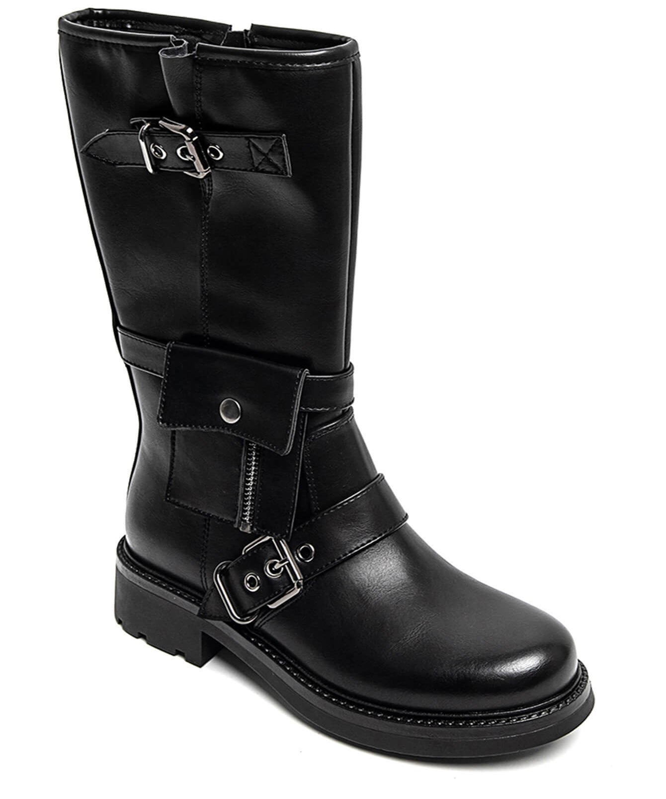 BOTTES NOIRES BIKER – DÉTAILS BOUCLES ET POCHETTE - Casualmode.fr