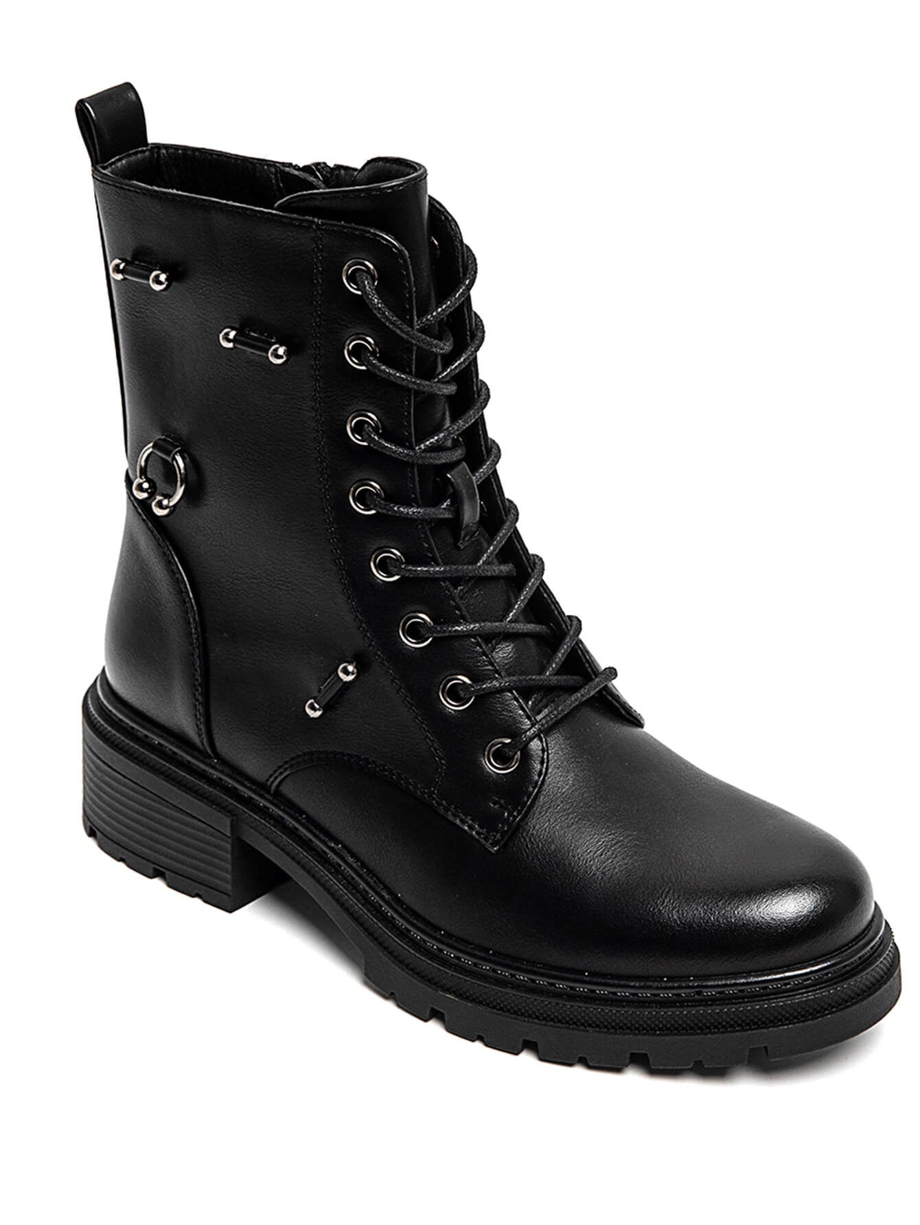 RANGERS NOIRES À LACETS AVEC SEMELLE CRANTÉE - Casualmode.fr