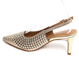 ESCARPINS DORÉS À STRASS AVEC BRIDE ARRIÈRE - Casualmode.fr