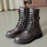 BOTTINES COMBAT FEMME MÉTALLISÉES AVEC SEMELLE CRANTÉE - Casualmode.fr