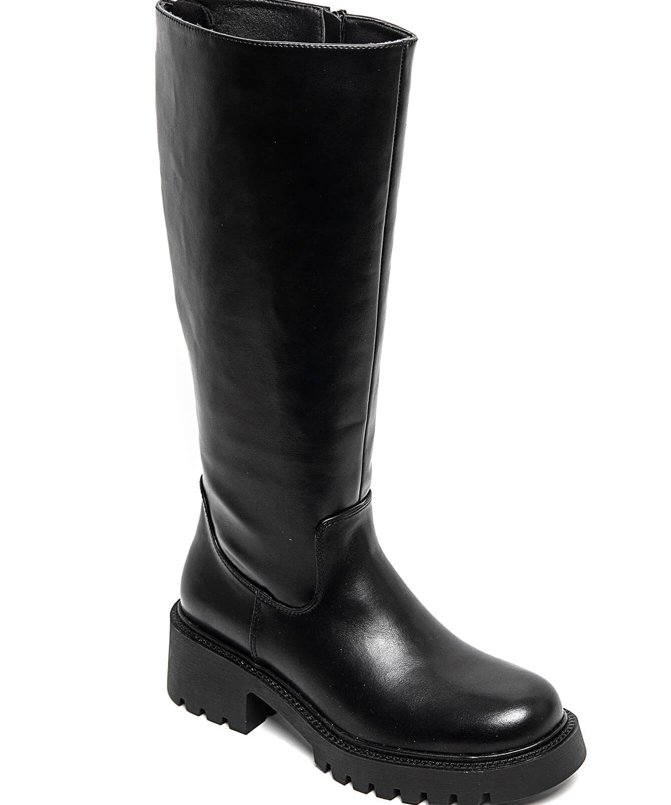 BOTTES NOIRES HAUTES – SEMELLE CRANTÉE MODERNE - Casualmode.fr
