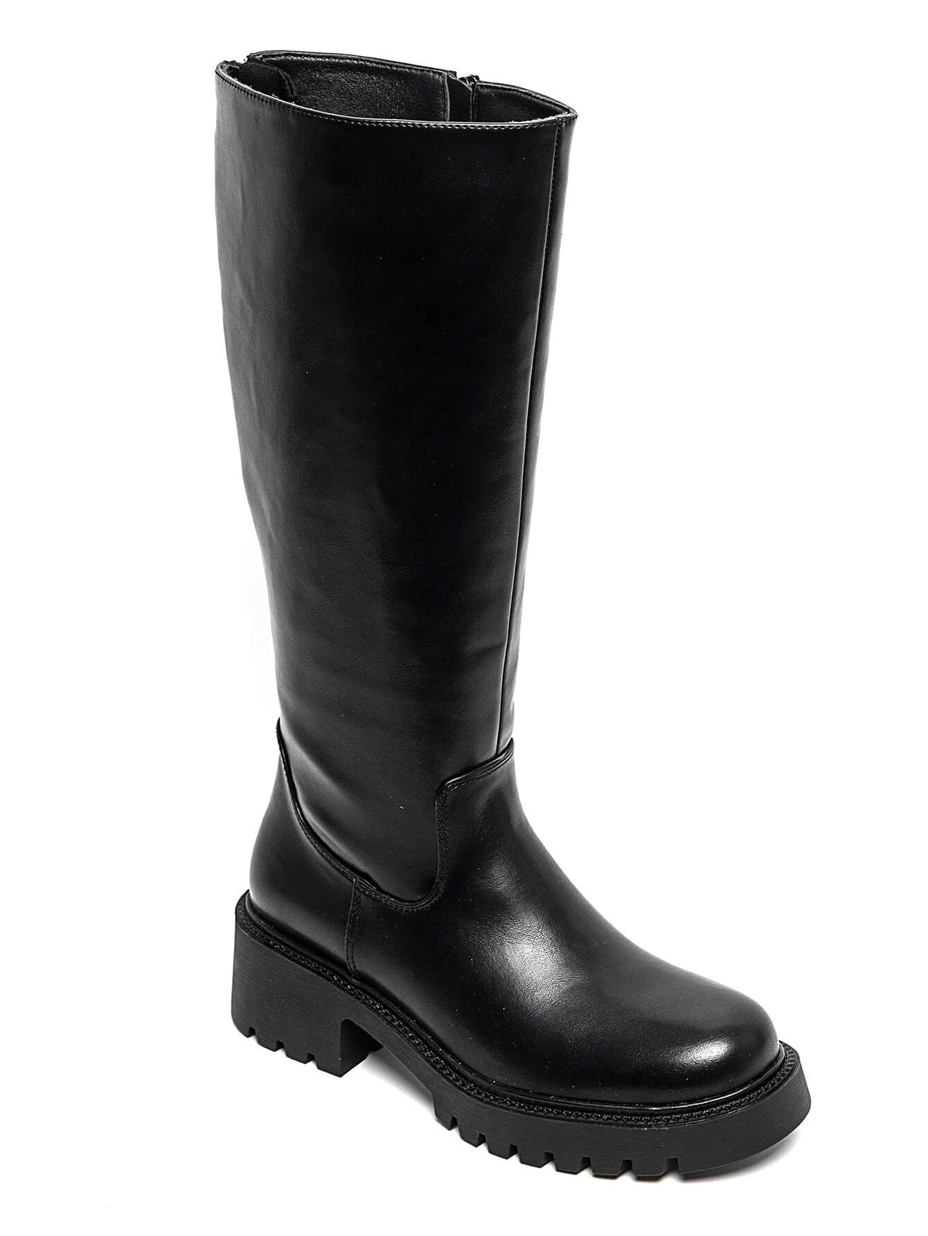BOTTES NOIRES HAUTES – SEMELLE CRANTÉE MODERNE - Casualmode.fr