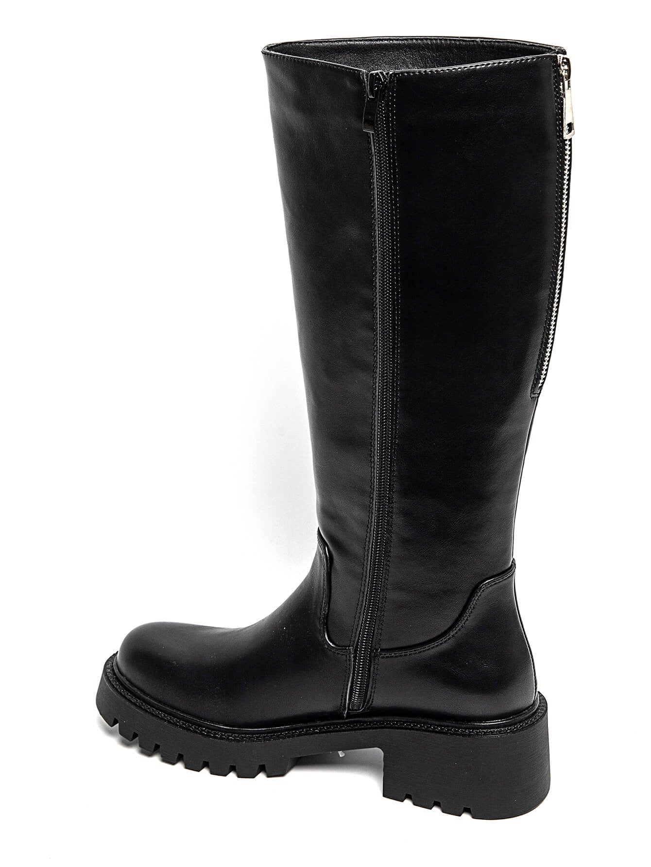 BOTTES NOIRES HAUTES – SEMELLE CRANTÉE MODERNE - Casualmode.fr