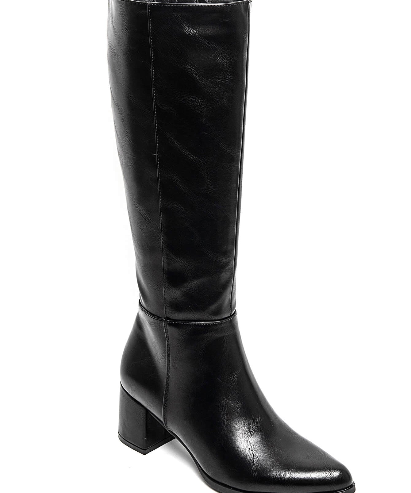 BOTTES NOIRES HAUTES – TALON BLOC ÉLÉGANT - Casualmode.fr
