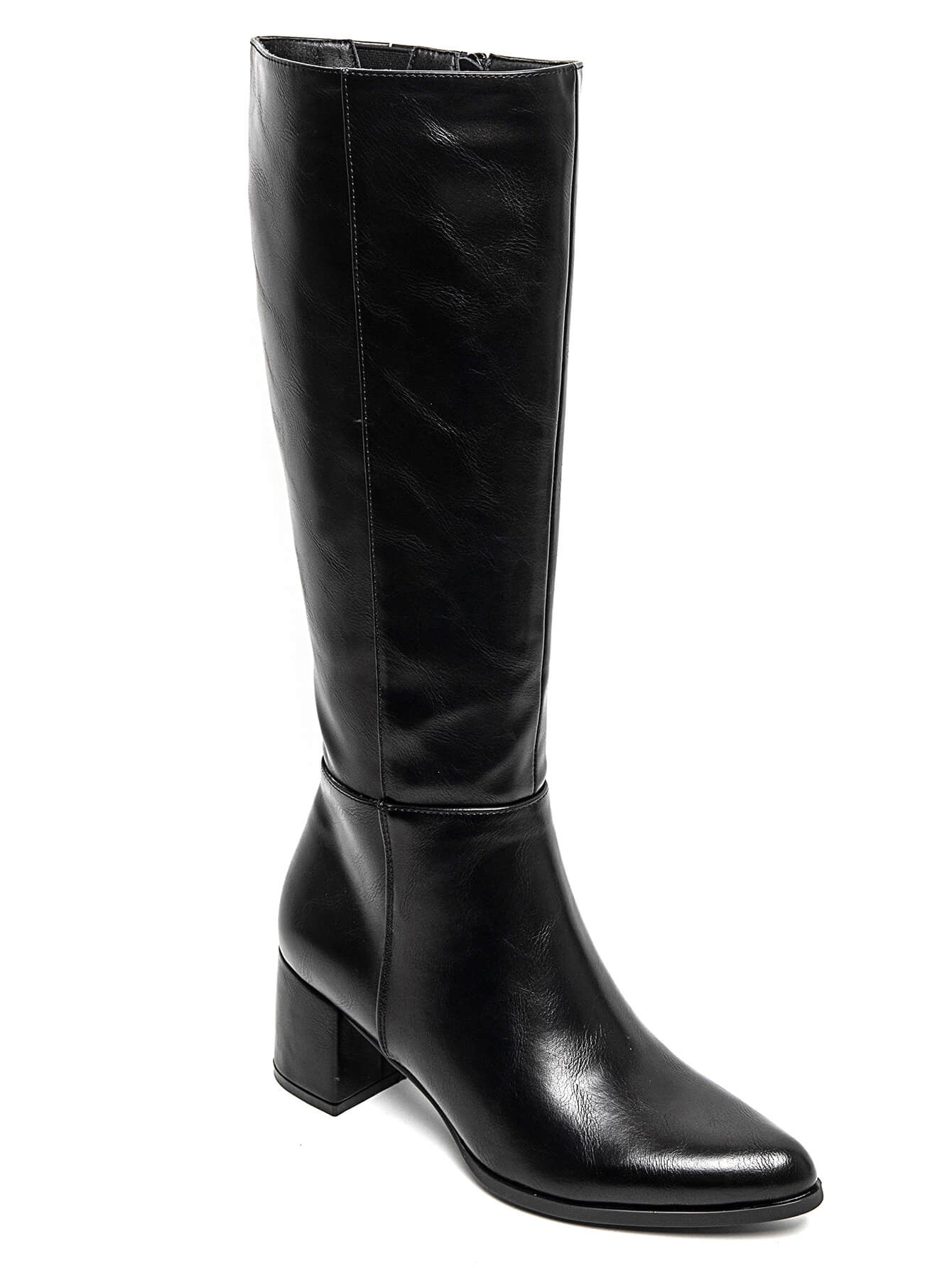 BOTTES NOIRES HAUTES – TALON BLOC ÉLÉGANT - Casualmode.fr