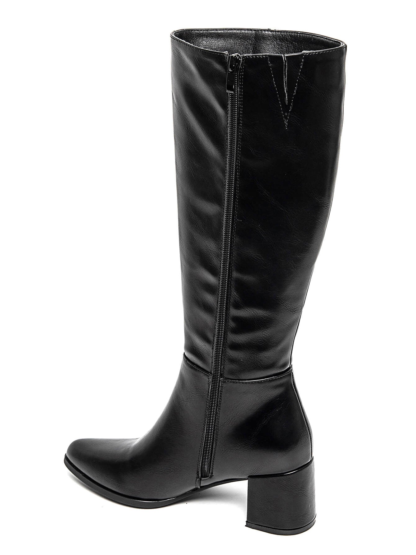 BOTTES NOIRES HAUTES – TALON BLOC ÉLÉGANT - Casualmode.fr