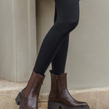 BOTTINES MARRON SEMELLE ÉPAISSE EFFET CROCO - Casualmode.fr