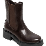 BOTTINES MARRON SEMELLE ÉPAISSE EFFET CROCO - Casualmode.fr