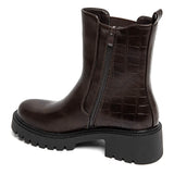 BOTTINES MARRON SEMELLE ÉPAISSE EFFET CROCO - Casualmode.fr