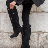 BOTTES NOIRES HAUTES À PERLES – ÉLÉGANCE ET TENDANCE - Casualmode.fr