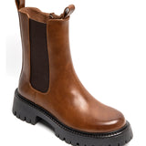 BOTTINES CHELSEA CUIR CARAMEL À SEMELLE ÉPAISSE - Casualmode.fr