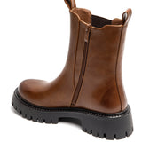 BOTTINES CHELSEA CUIR CARAMEL À SEMELLE ÉPAISSE - Casualmode.fr