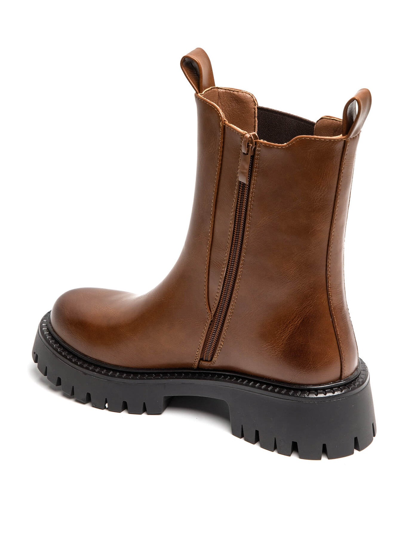 BOTTINES CHELSEA CUIR CARAMEL À SEMELLE ÉPAISSE - Casualmode.fr