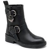 BOTTINES NOIRES BIKER – DÉTAILS CŒUR MÉTALLIQUE - Casualmode.fr