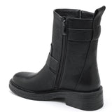 BOTTINES NOIRES BIKER – DÉTAILS CŒUR MÉTALLIQUE - Casualmode.fr