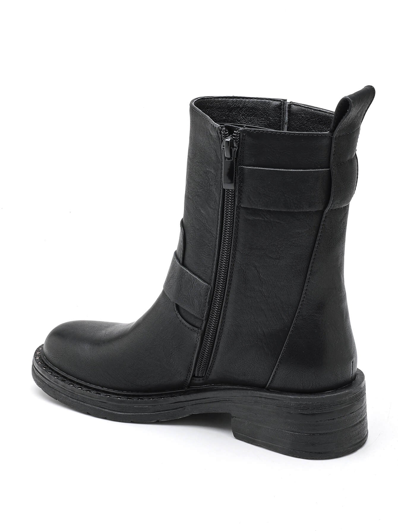 BOTTINES NOIRES BIKER – DÉTAILS CŒUR MÉTALLIQUE - Casualmode.fr