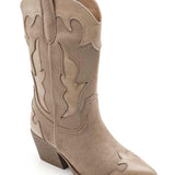 BOTTES COWBOY FEMME BEIGE À TALON – STYLE WESTERN POINTU - Casualmode.fr