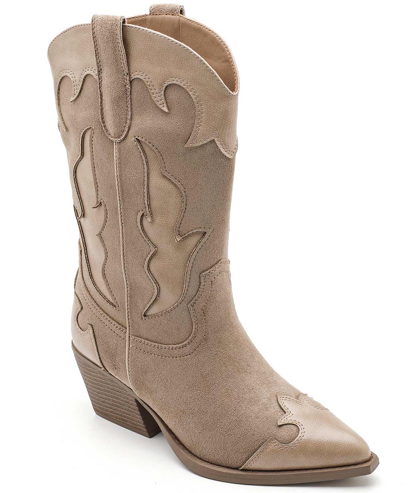 BOTTES COWBOY FEMME BEIGE À TALON – STYLE WESTERN POINTU - Casualmode.fr