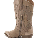 BOTTES COWBOY FEMME BEIGE À TALON – STYLE WESTERN POINTU - Casualmode.fr