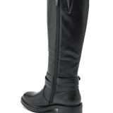 BOTTES NOIRES HAUTES À BOUCLE ET TALON CARRÉ - Casualmode.fr