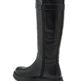 BOTTES NOIRES FEMME HAUTE À BOUCLE – TALON 4 CM SEMELLE CRANTÉE - Casualmode.fr