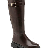 BOTTES FEMME MARRON HAUTE À BOUCLE – TALON 4 CM SEMELLE CRANTÉE - Casualmode.fr